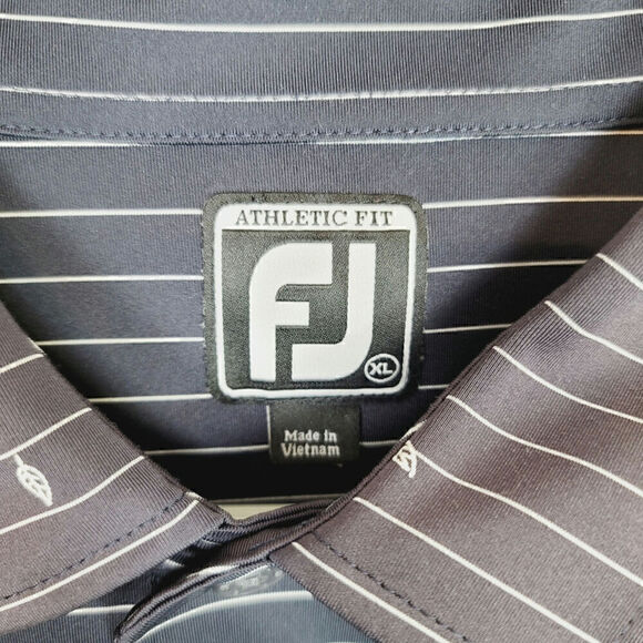 FOOTJOY GRAY STRIPE W LEAF DETAIL GOLF POLO, SZ XL - Picture 4 of 13